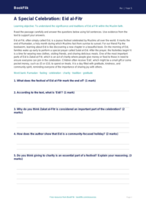 Free Eid Comprehension | Year 5 | Religious Education | BookFlik