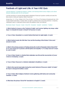 Festivals Quiz Year 4 | Religious Education | BookFlik
