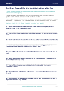 Festivals Quiz Year 5 | Religious Education Resources | BookFlik