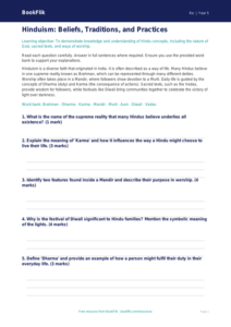 Hinduism Assessment Year 5 | Australian Curriculum | BookFlik