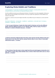 Free Hinduism Writing Frame | Year 5 | Religious Education | BookFlik