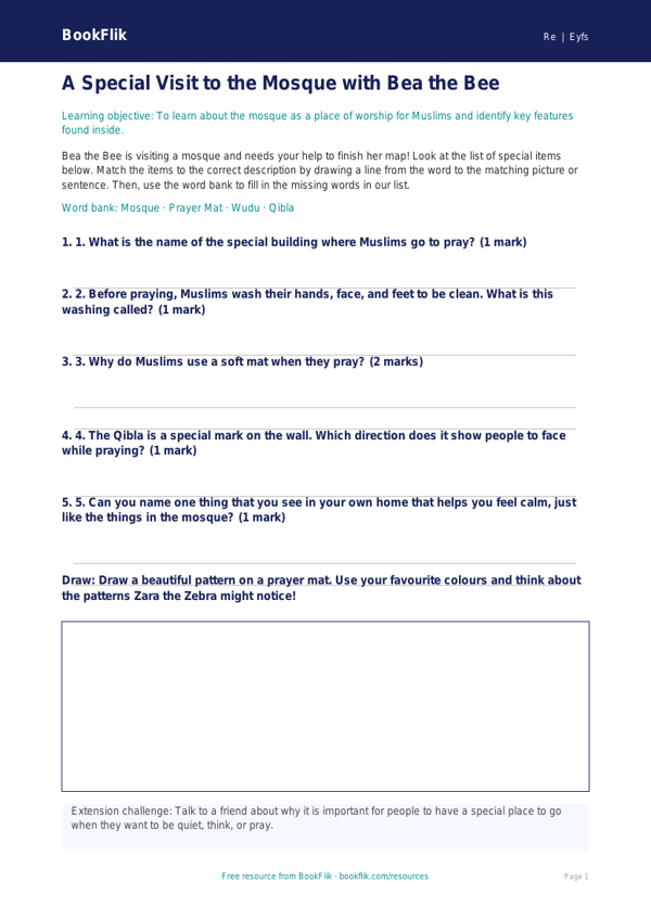 Free Islam Activity Sheet | Foundation | Religious Education | BookFlik worksheet preview — Re Islam