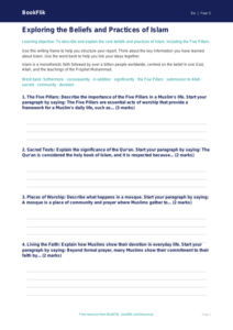 Free Islam Writing Frame | Year 5 | Religious Education | BookFlik