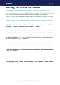 Free Judaism Writing Frame | Year 5 | Religious Education | BookFlik
