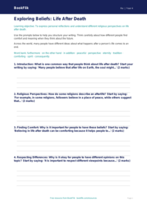 Free Life After Death Writing Frame | Year 4 | Religious Education | BookFlik