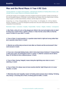 Moral Questions Quiz for Year 4 | Religious Education | BookFlik