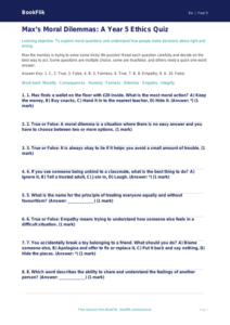 Moral Questions Quiz for Year 5 | Australian Curriculum Religious Education