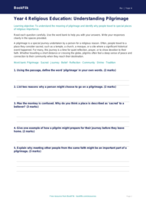 Free Pilgrimage Assessment for Year 4 Religious Education | BookFlik