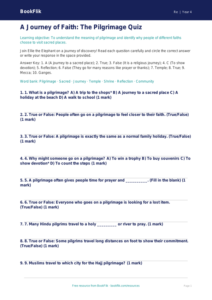 Free Pilgrimage Quiz | Year 4 | Religious Education | BookFlik