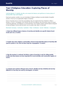 Free Places Of Worship Assessment | Year 4 | Religious Education | BookFlik