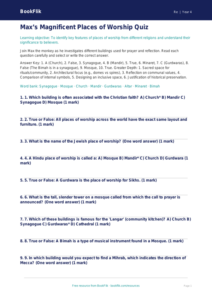 Free Places Of Worship Quiz | Year 4 | Religious Education | BookFlik