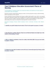 Free Places Of Worship Assessment | Year 5 | Religious Education | BookFlik
