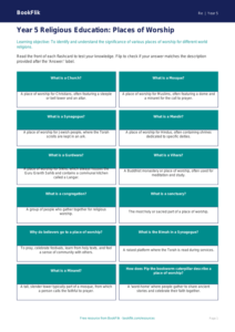 Free Places Of Worship Flashcards | Year 5 | Religious Education | BookFlik