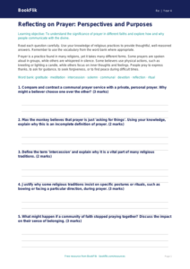 Year 4 Prayer Worksheet: Understanding Reflection and Faith | BookFlik