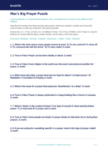 Understanding Prayer Quiz | Year 5 Religious Education | BookFlik