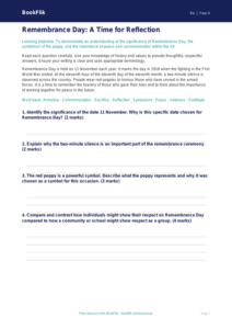 Remembrance Day Assessment Year 4 | Religious Education | BookFlik