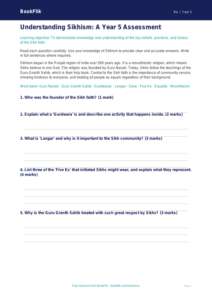 Free Sikhism Assessment | Year 5 | Religious Education | BookFlik