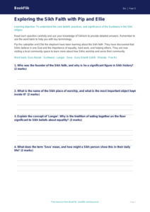 Free Sikhism Worksheet | Year 5 | Religious Education | BookFlik