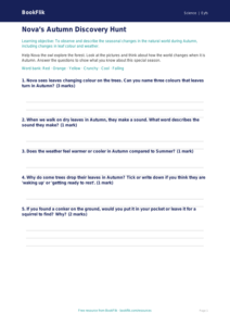 Free Autumn Science Worksheet | Foundation | Science | BookFlik