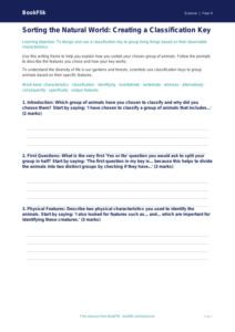 Science classification keys writing frame year 4 core