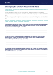 Free Classification Keys Writing Frame | Year 4 | Science | BookFlik