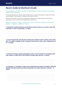 Science electricity writing frame year 4 greater depth