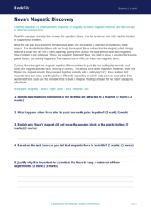 Free Magnets Comprehension | Year 4 | Science | BookFlik