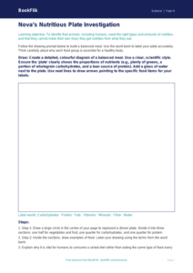 Free Nutrition Drawing Sheet | Year 4 | Science | BookFlik