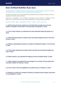 Science nutrition quiz year 4 core
