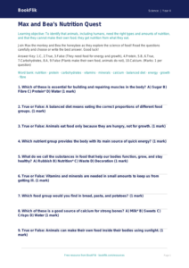 Nutrition Quiz for Year 4 | Australian Science Curriculum | BookFlik
