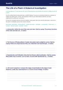 Free Plants Writing Frame | Year 4 | Science | BookFlik