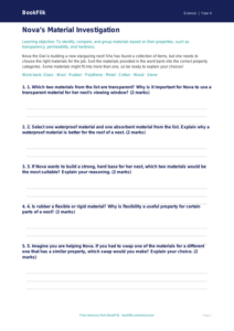 Free Properties Of Materials Activity Sheet | Year 4 | Science | BookFlik