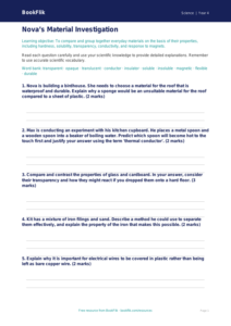 Free Properties Of Materials Worksheet | Year 4 | Science | BookFlik