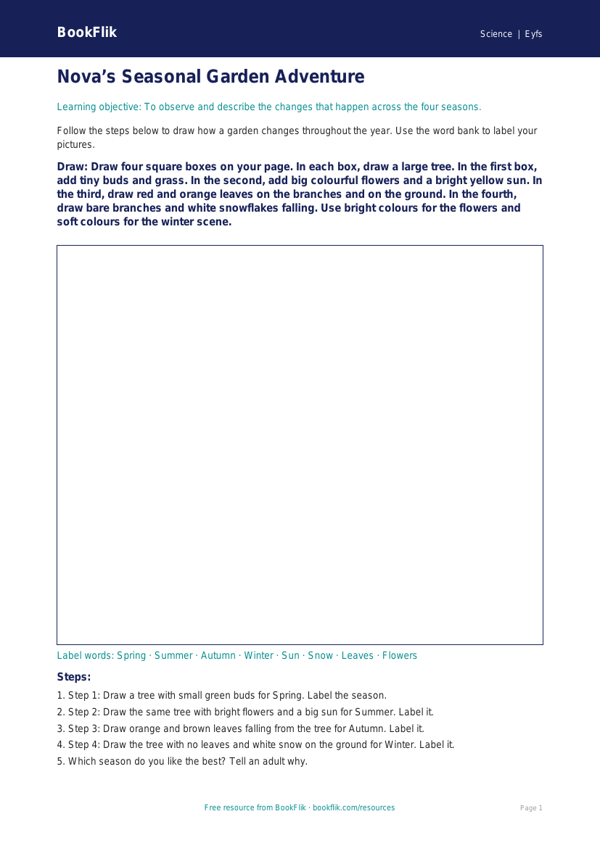 Free Seasonal Changes Drawing Sheet | Foundation | Science | BookFlik worksheet preview — Science Seasonal Changes