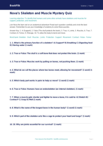 Free Skeleton And Muscles Quiz | Year 4 | Science | BookFlik