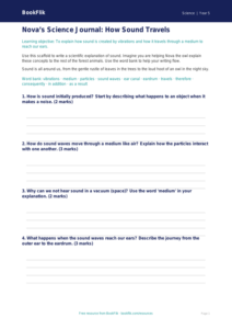 Sound Writing Frame | Year 5 Science Worksheet | BookFlik