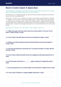 Science space quiz year 4 greater depth