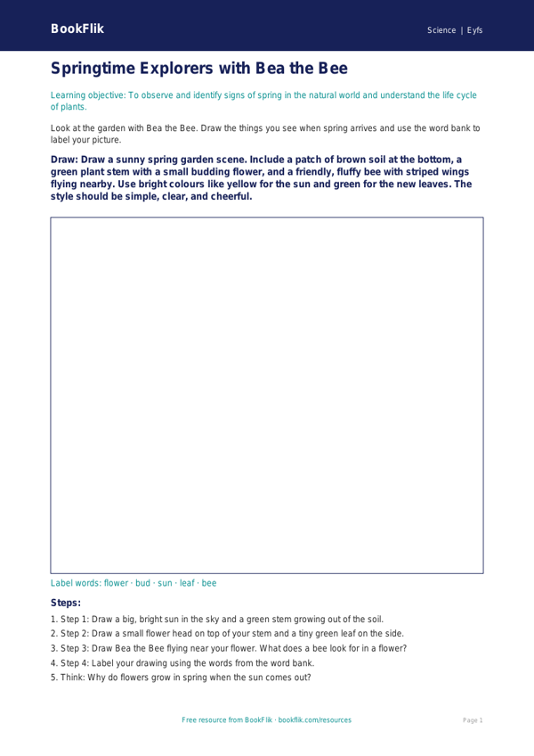 Free Spring Science Drawing Sheet | Foundation | Science | BookFlik worksheet preview — Science Spring Science