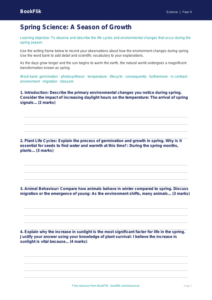 Science spring science writing frame year 4 greater depth