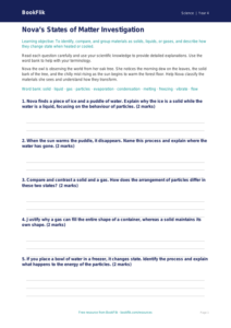 Free States Of Matter Worksheet | Year 4 | Science | BookFlik