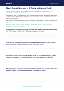 Free Teeth Writing Frame | Year 4 | Science | BookFlik
