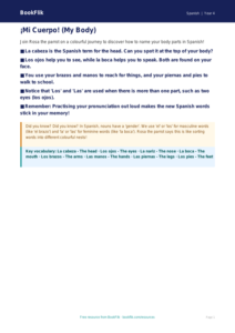 Spanish Body Parts Poster & Activity | Year 4 | BookFlik