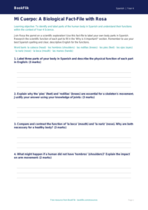 Spanish Body Parts Lesson Plan | Year 4 | BookFlik
