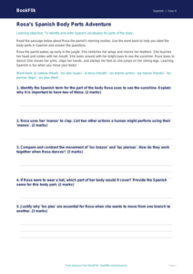 Spanish Body Parts Worksheet for Year 4 | BookFlik Resources