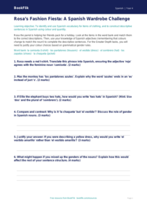 Spanish Clothes Activity Sheet | Year 4 | Greater Depth | BookFlik