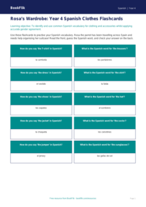 Spanish Clothes Flashcards for Year 4 | Australian Curriculum
