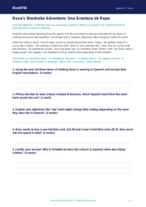 Spanish Clothes Track Sheet | Year 4 Australian Curriculum | BookFlik