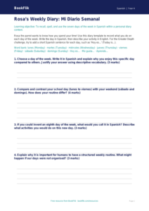 Spanish Days of the Week Worksheet | Year 4 Australian Curriculum