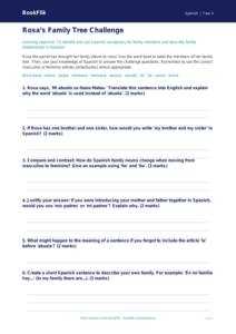 Free Family Activity Sheet | Year 4 | Spanish | BookFlik