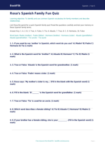 Family Members in Spanish | Year 5 Quiz | BookFlik